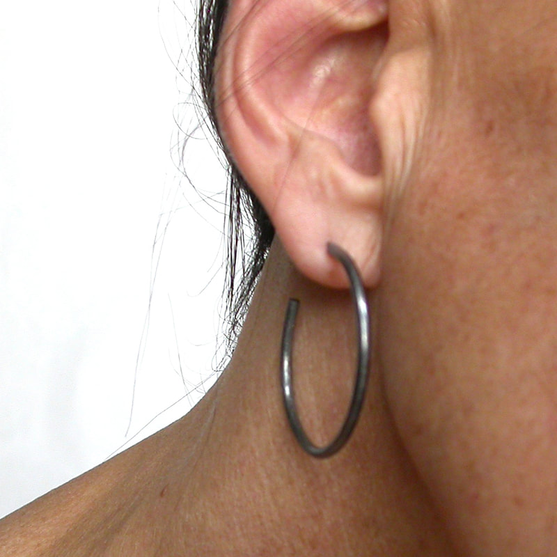Small Hoop Earrings in black finish