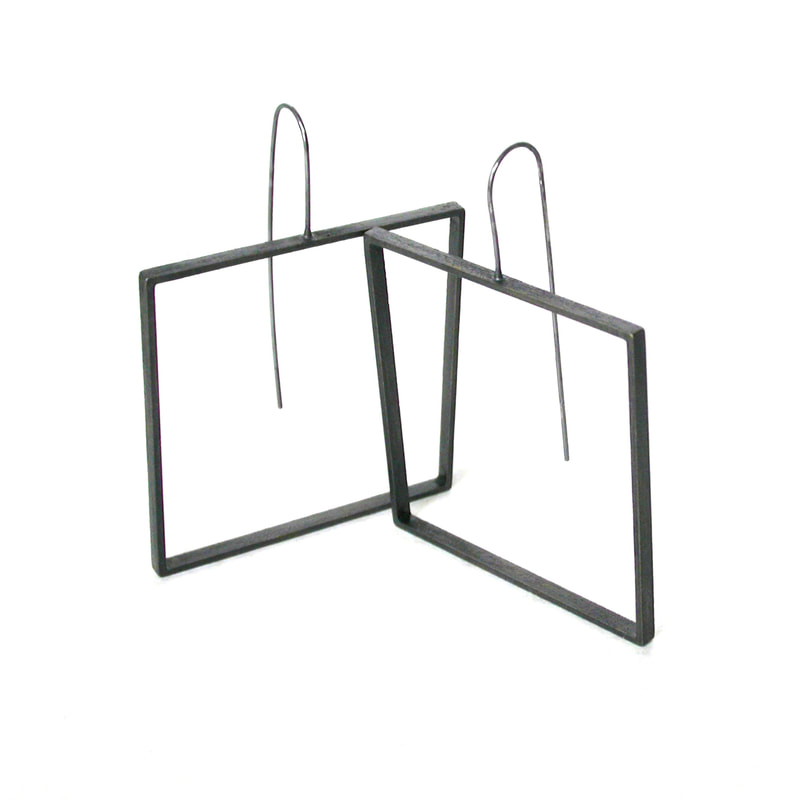 Big Square Slice Earrings in black brass  ($150)