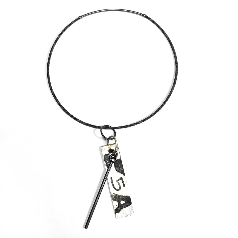 Black and White Graffiti Pendant 2 by Emanuela Aureli