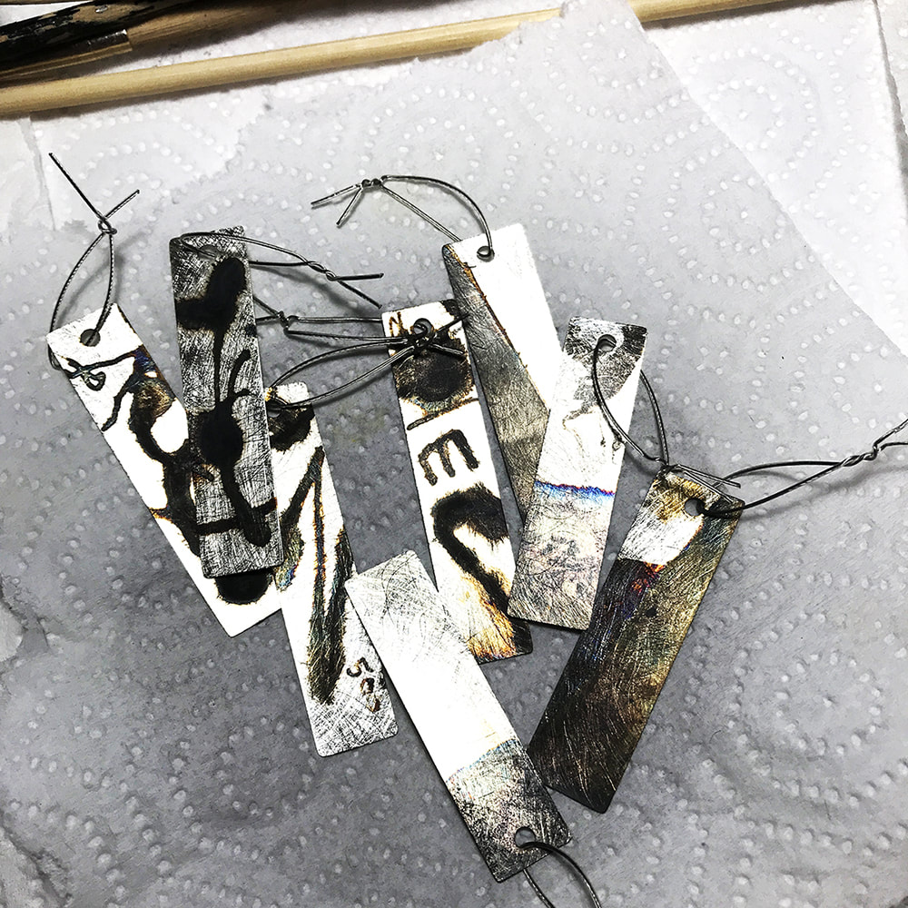 Black and White jewelry work in progress - ready to dry