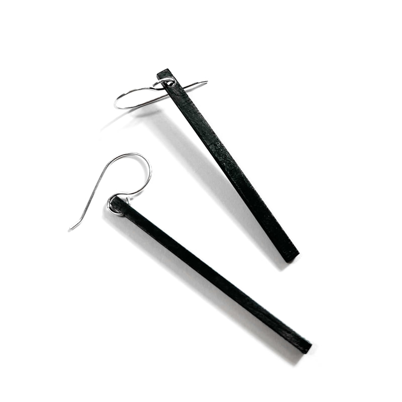Long Black brass Matchsticks Earrings (2024)