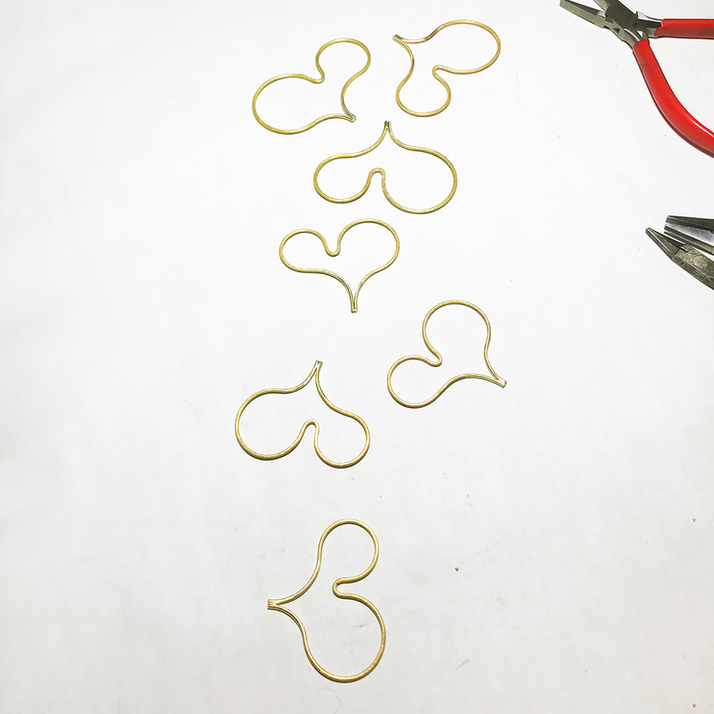 Hearts shapes in brass in progress