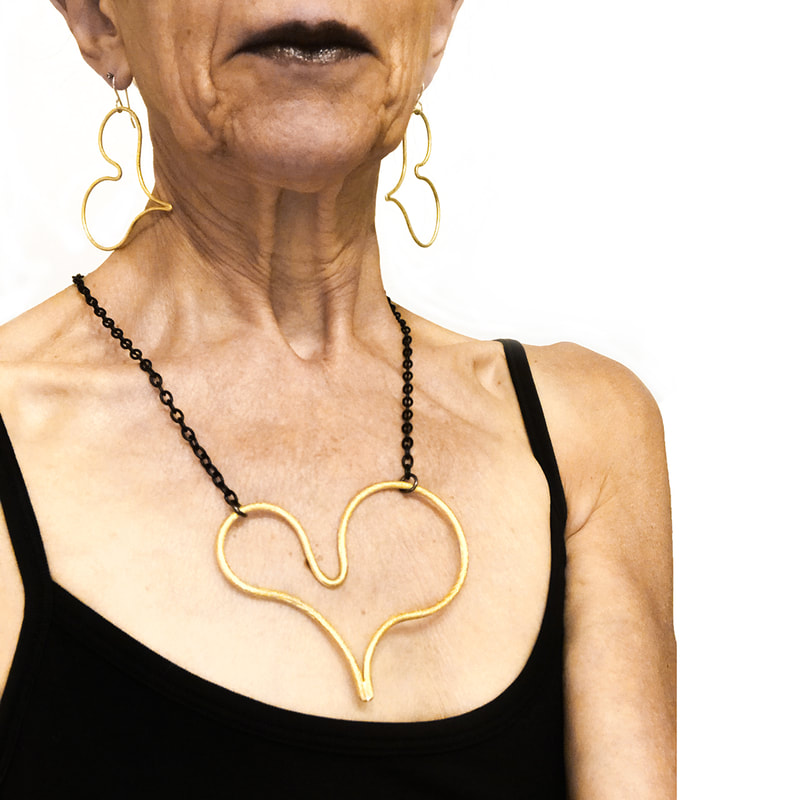 Big Heart Pendant in lemon yellow brass, the  short style by Emanuela Aureli
