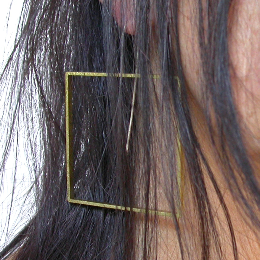 the big square slice earrings in yellow brass