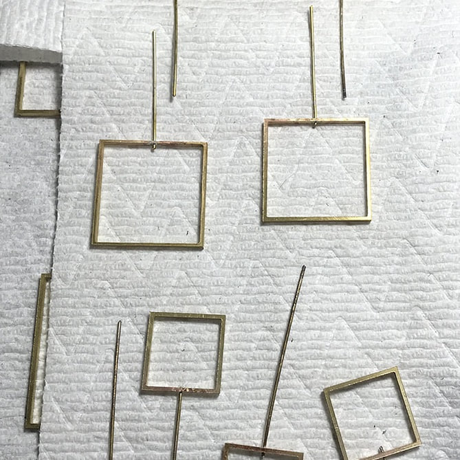 Square Slice Earrings in progress
