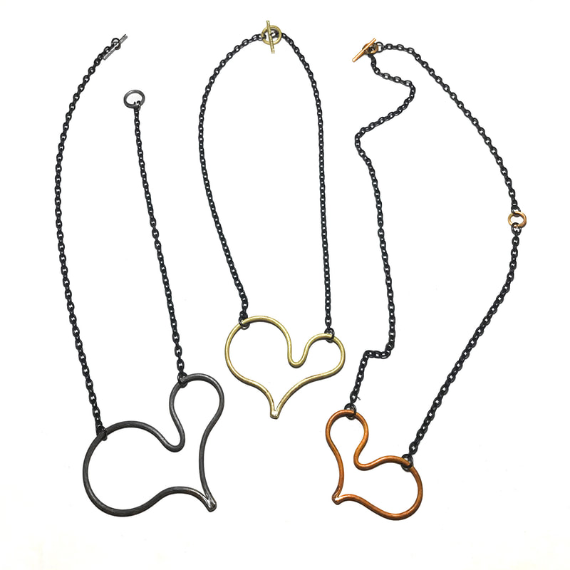 3 Hearts Pendants from the Free Forms Jewelry Collection