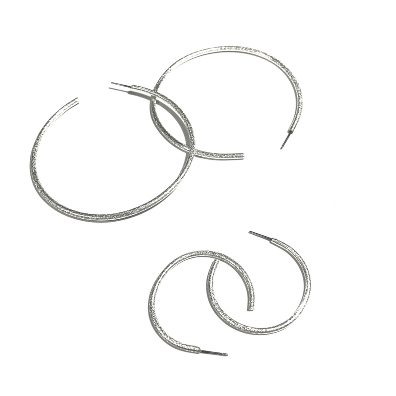 Brushed silver Hoops