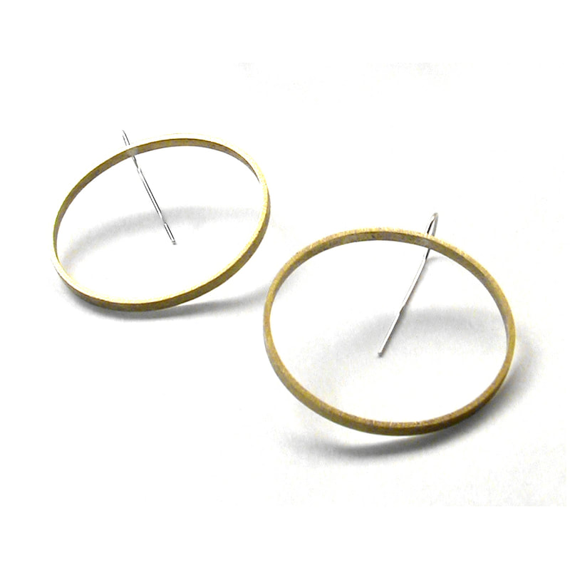 Medium Circle Slice Earrings in yellow brass  