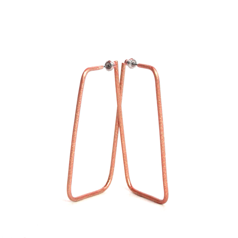 copper rectangle earrings