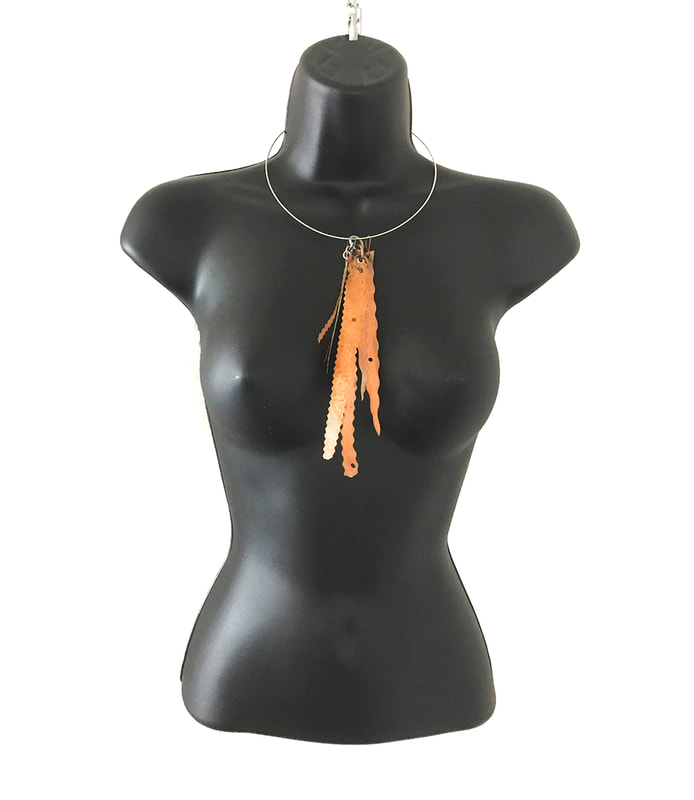 Feathers Necklace in copper and silver