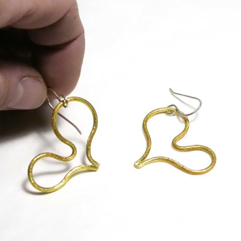 Sweet Hearts Earrings in lemon yellow brass by Emanuela Aureli
